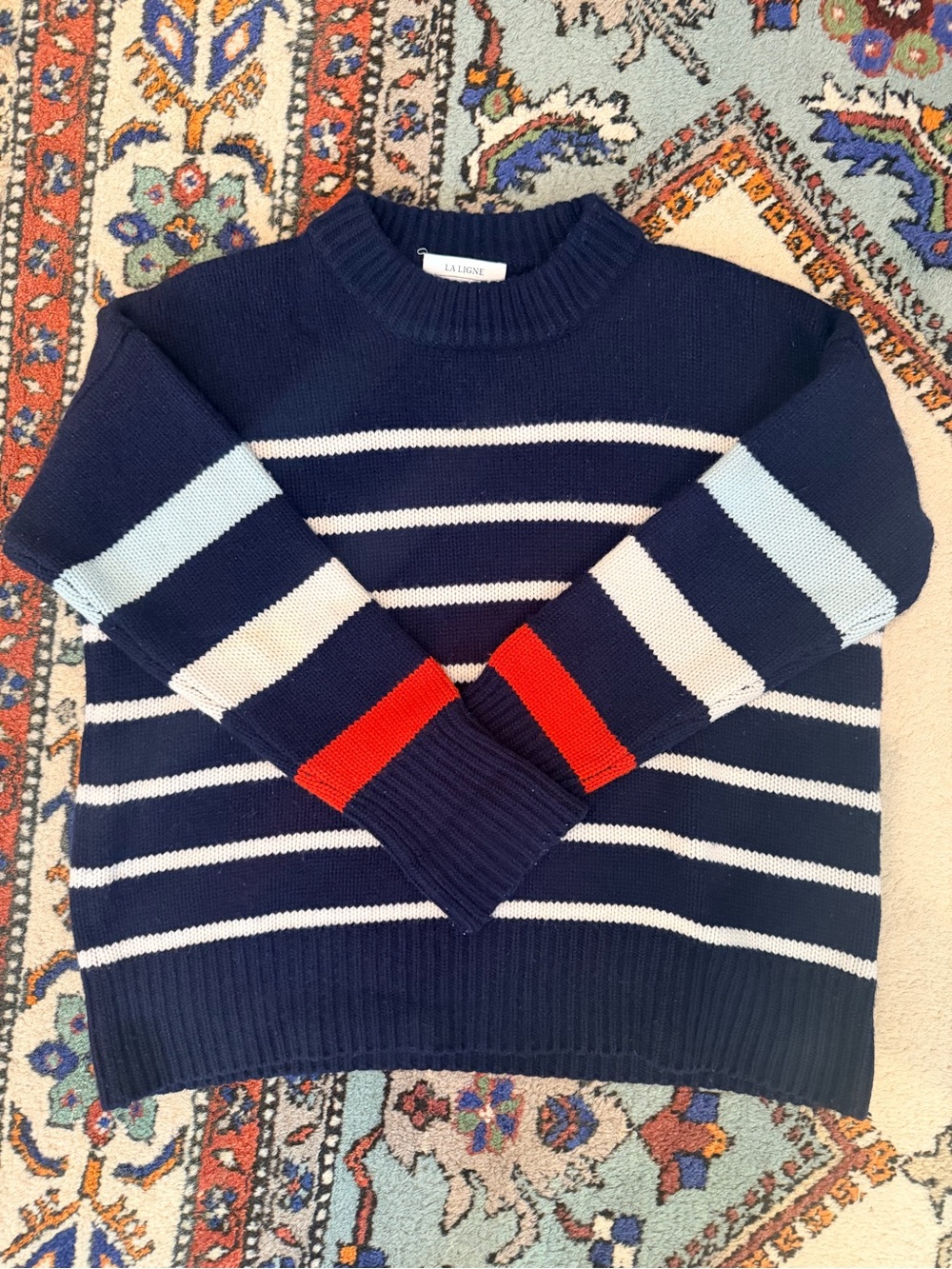 La Ligne Marin Striped Wool Cashmere Sweater Navy Size L